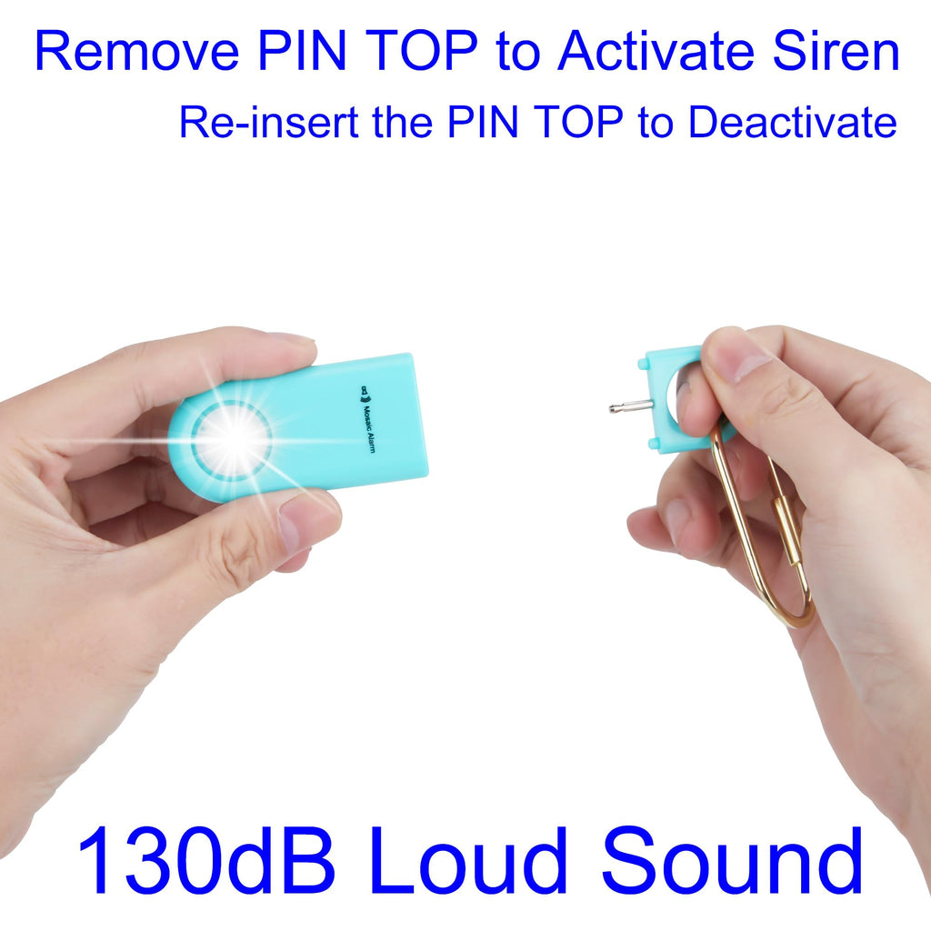 130dB Personal Safety Alarm Strobe Light. Loud Sound SOS Emergency Alerts with Carabiner. Self Defense Keychain Siren for Women, Elderly, Children, Night Runners, Hiking. Bear Alarm Deterrent. Aqua