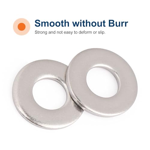 12# Flat Washers 304 Stainless Steel Washers SAE Metal Washers, Pack of 200