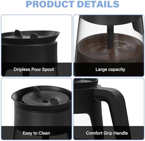 12 Cups CM401 Coffee Carafe Replacement Compatible with Ninja Coffee Maker CFP101 CFP201 CFP301 CFN601 CFP200 CFP250A CFP300 CFP305 CFP307 CFN602 CM400 CM401 CF090 CF091 CF092