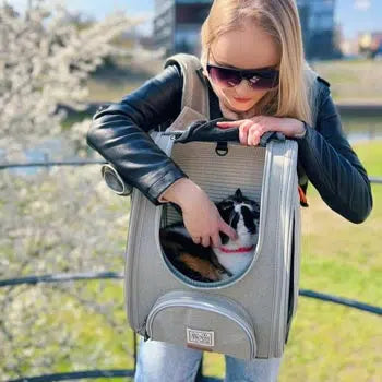 Ibiyaya Adventure Cat/Bunny/Puppy Carrier Backpack with Window, Large Airline Approved Cat Bag for Hiking & Travel. Best for both Kitten & Fat Cat