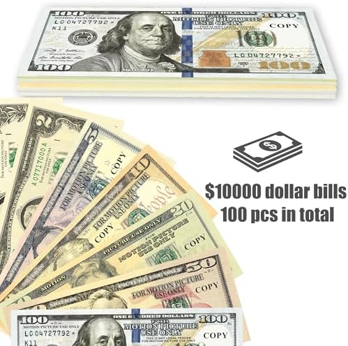 140 PCS Fake Money for Kids Pretend Play - Play Money for Teaching, Prop Money for Board Game, Movie, Magic
