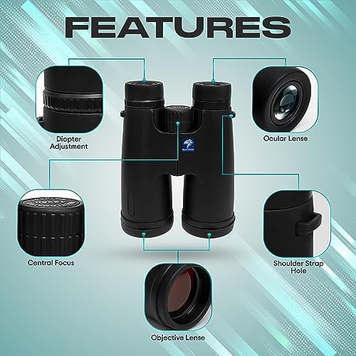 12X50 HD High Powered Binoculars for Adults with Crystal Clear Low Light Vision, Lightweight, Waterproof, and Easy to Focus - Long Range Compact Binoculars for Bird Watching, hunting & travel