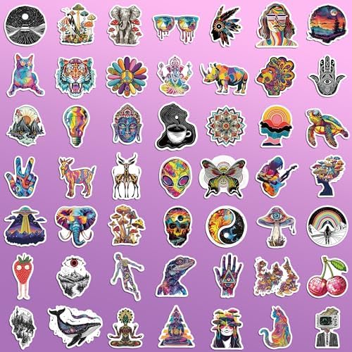 102 Pcs Hippie Stickers for Adults,Trippy Stickers Cool Sticker Peace Love Decals for Teens,Vinyl Waterproof Sticker for Water Bottle Laptop Skateboard