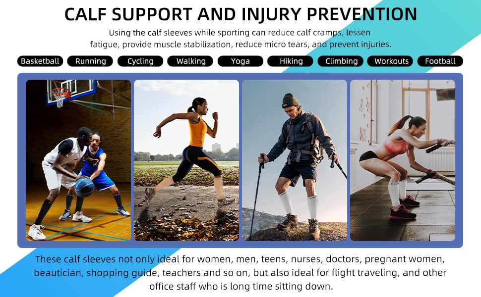 15-20mmHg 1 Pair Men and Women Wide Calf Sleeve Brace Compression Socks for Leg Support, Pain Relief
