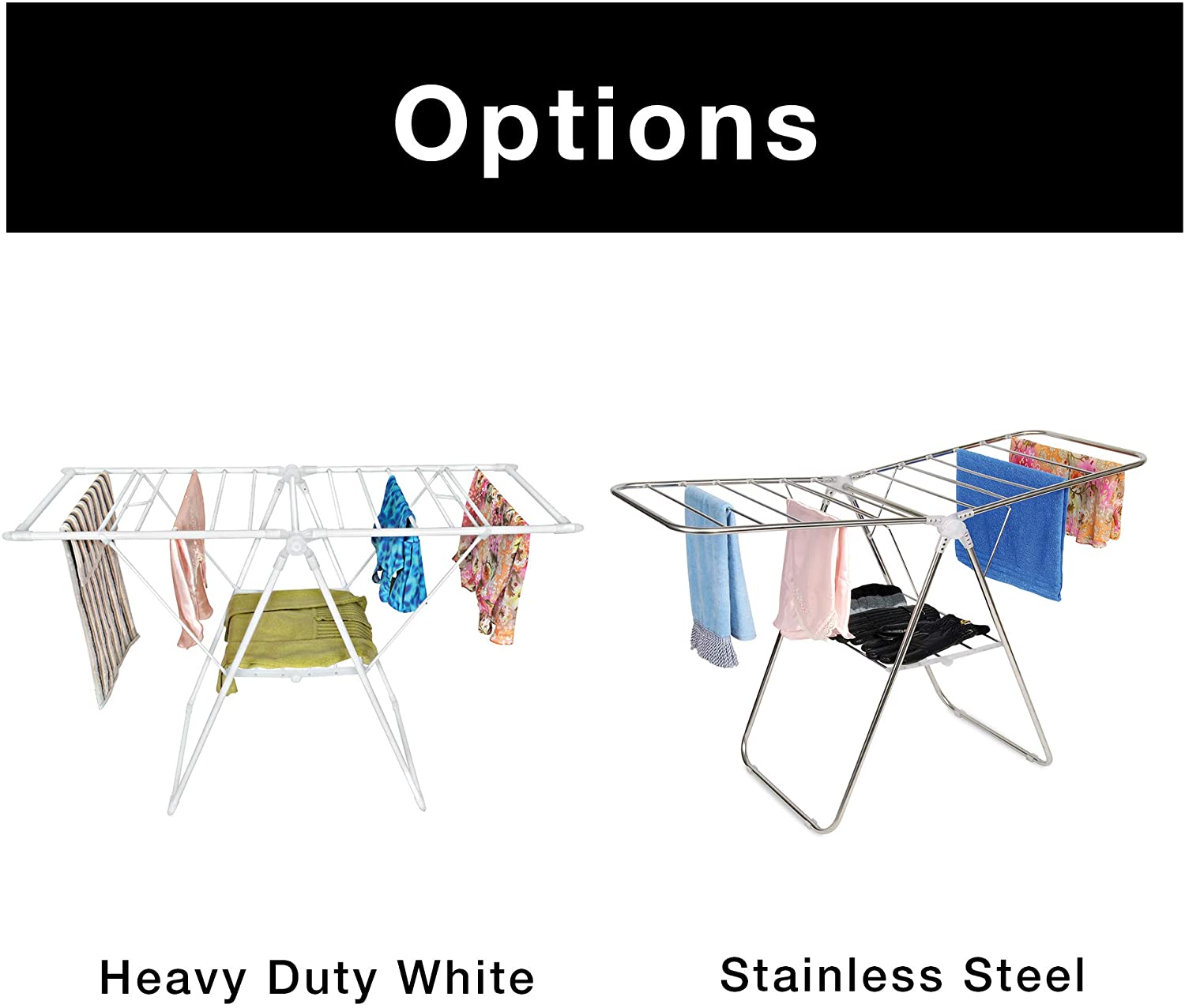 Foldable Clothes Drying Rack with Adjustable Wings