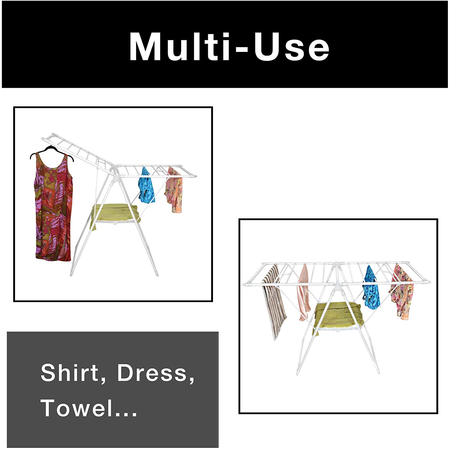 Foldable Clothes Drying Rack with Adjustable Wings