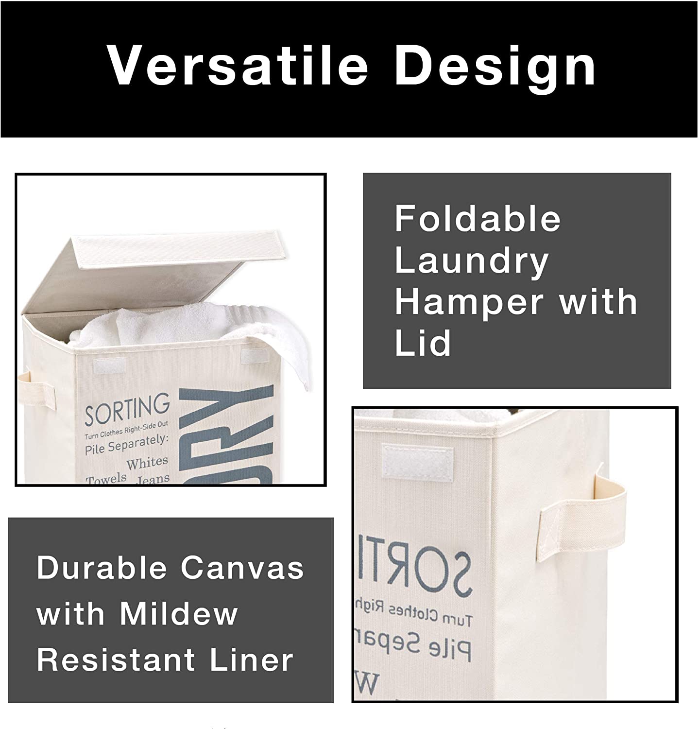 Foldable Laundry Hamper with Lid and Logo Design