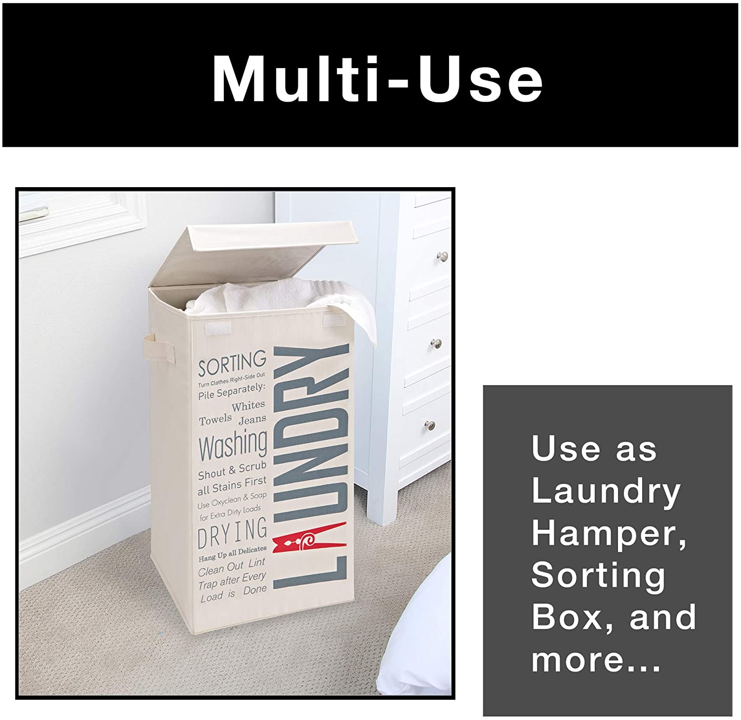 Foldable Laundry Hamper with Lid and Logo Design