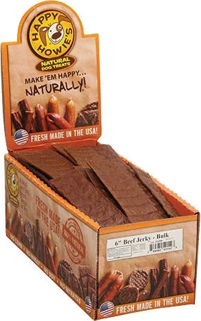 HAPPY HOWIE'S JERKY DOG TREATS BULK - 6 INCH - 80 COUNT