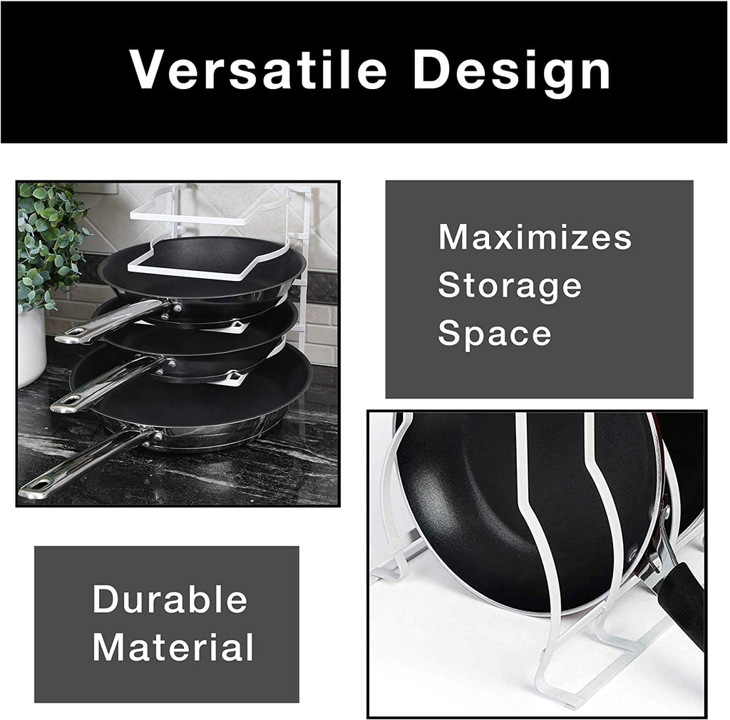 Heavy Duty Bakeware and Lid Storage Rack with 4-Compartments Dividers