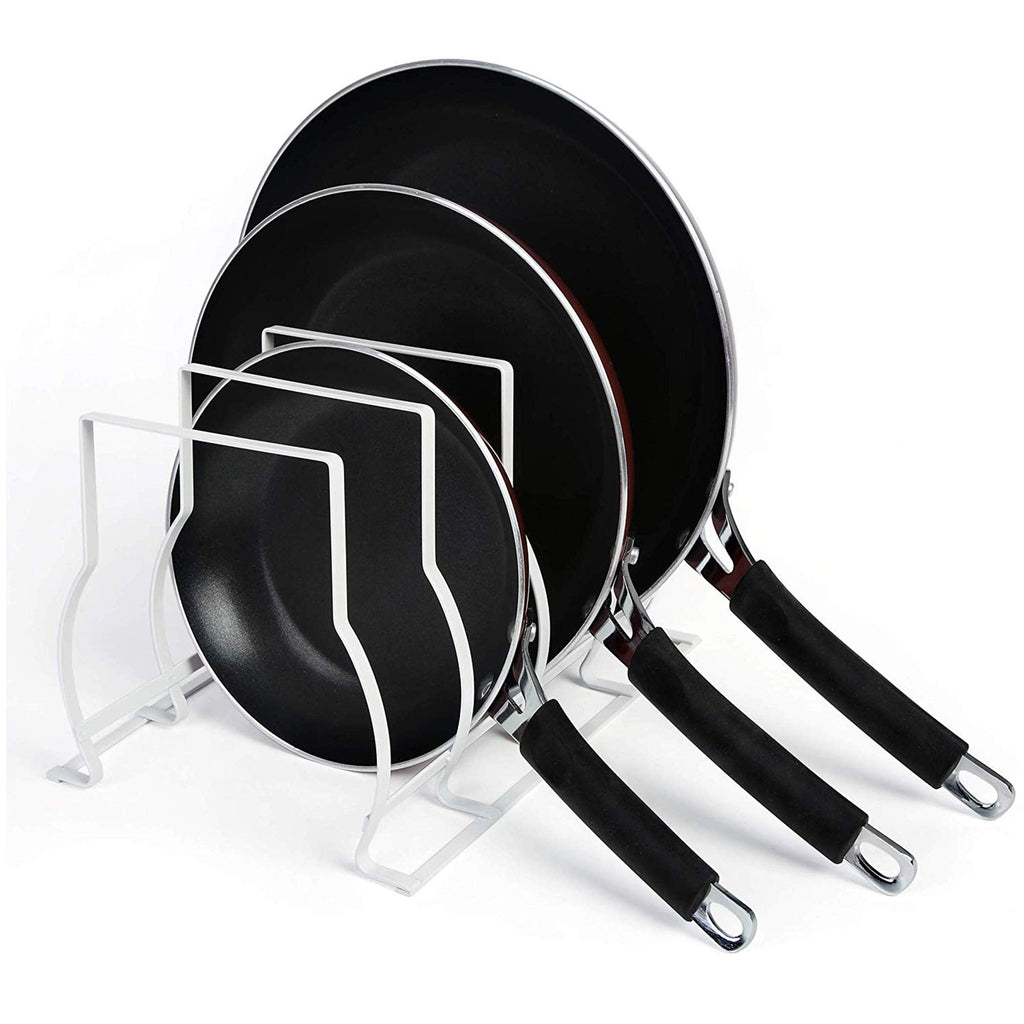 Heavy Duty Bakeware and Lid Storage Rack with 4-Compartments Dividers