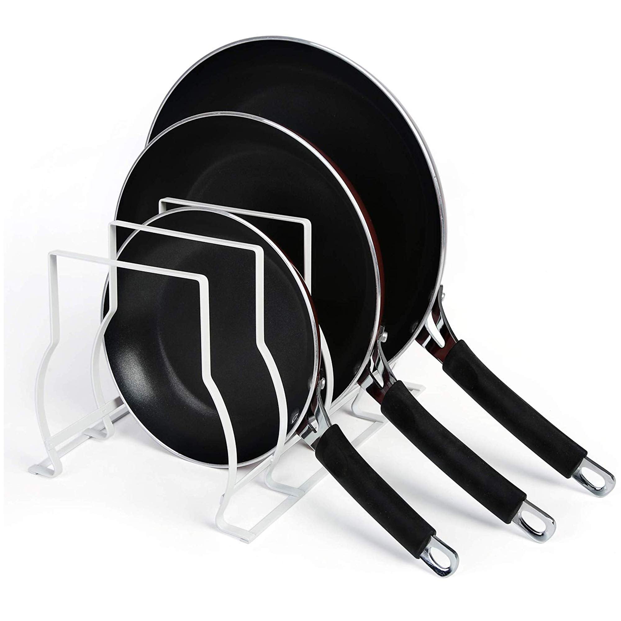 Heavy Duty Bakeware and Lid Storage Rack with 4-Compartments Dividers