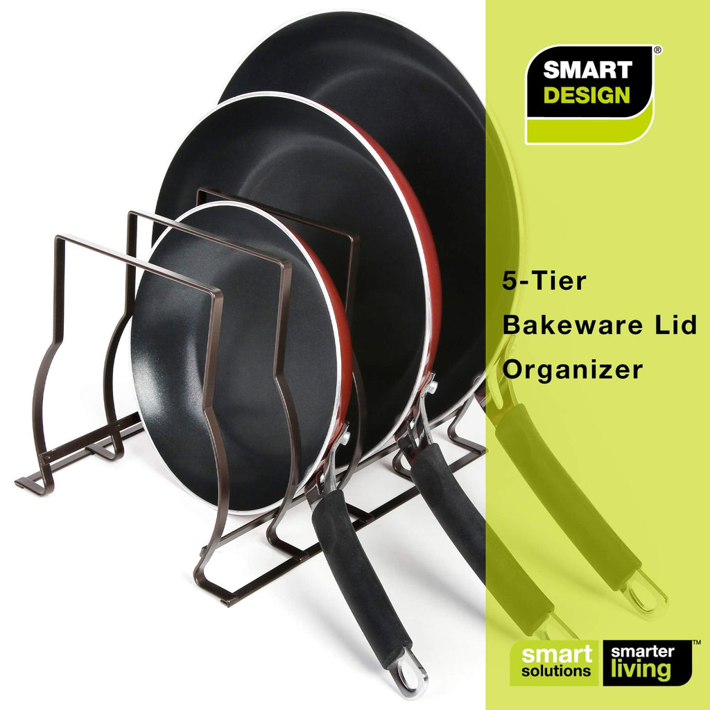 Heavy Duty Bakeware and Lid Storage Rack with 4-Compartments Dividers