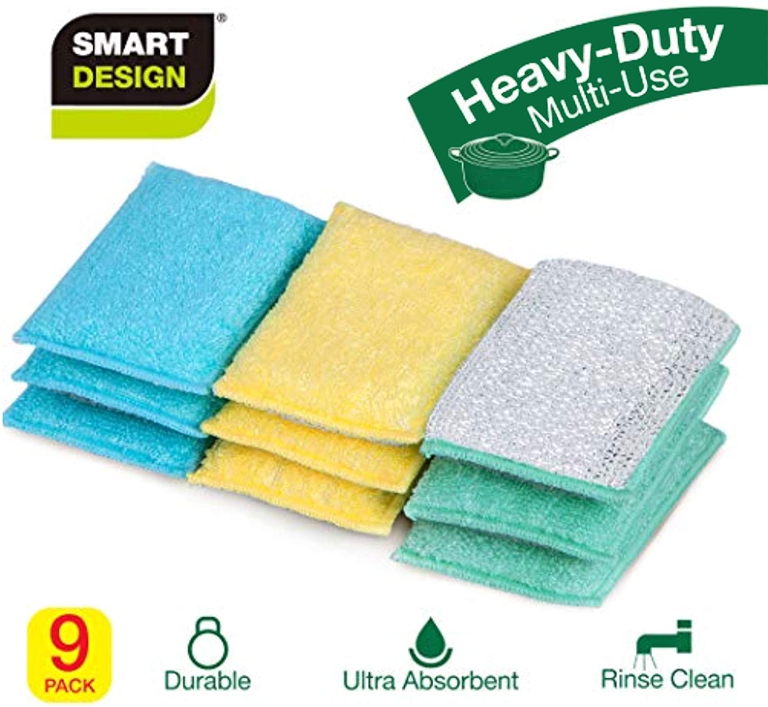 Heavy Duty Scrub Sponge with Odorless Bamboo and Rayon Fiber