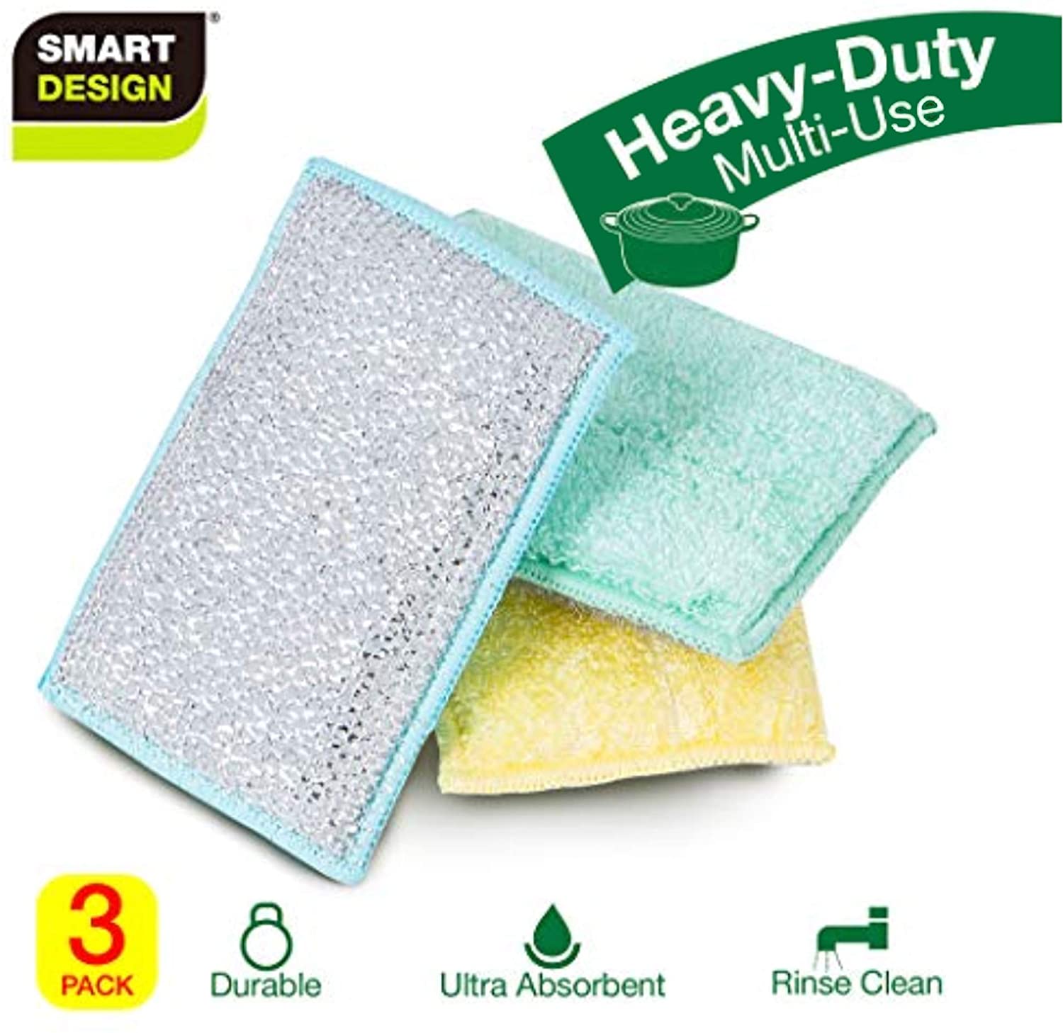 Heavy Duty Scrub Sponge with Odorless Bamboo and Rayon Fiber