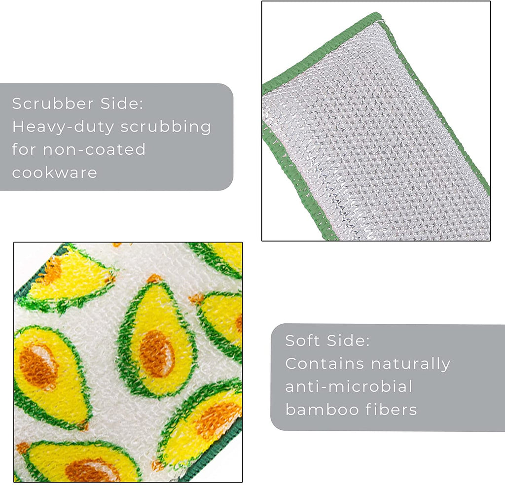 Heavy Duty Scrub Sponge with Odorless Bamboo and Rayon Fiber
