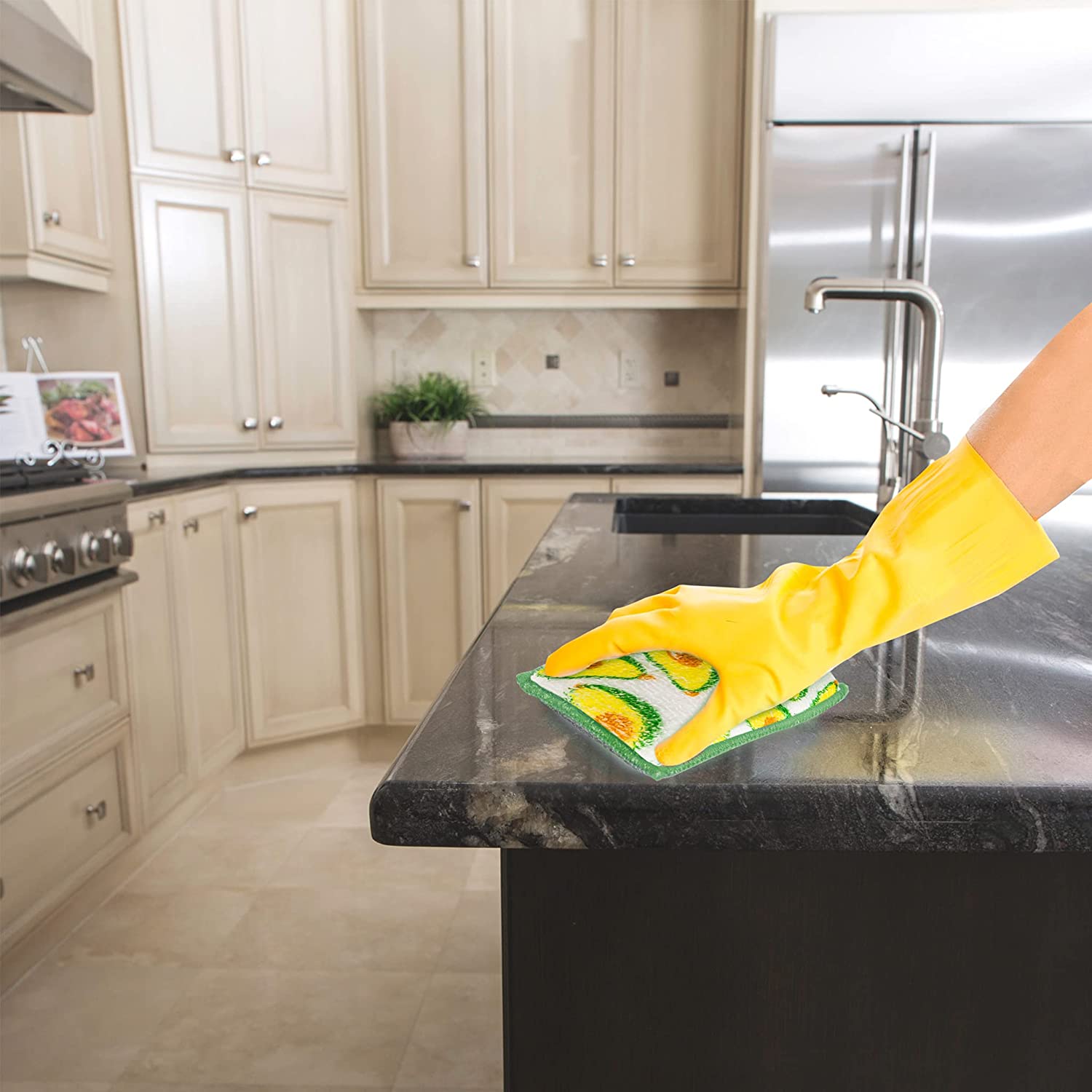 Heavy Duty Scrub Sponge with Odorless Bamboo and Rayon Fiber