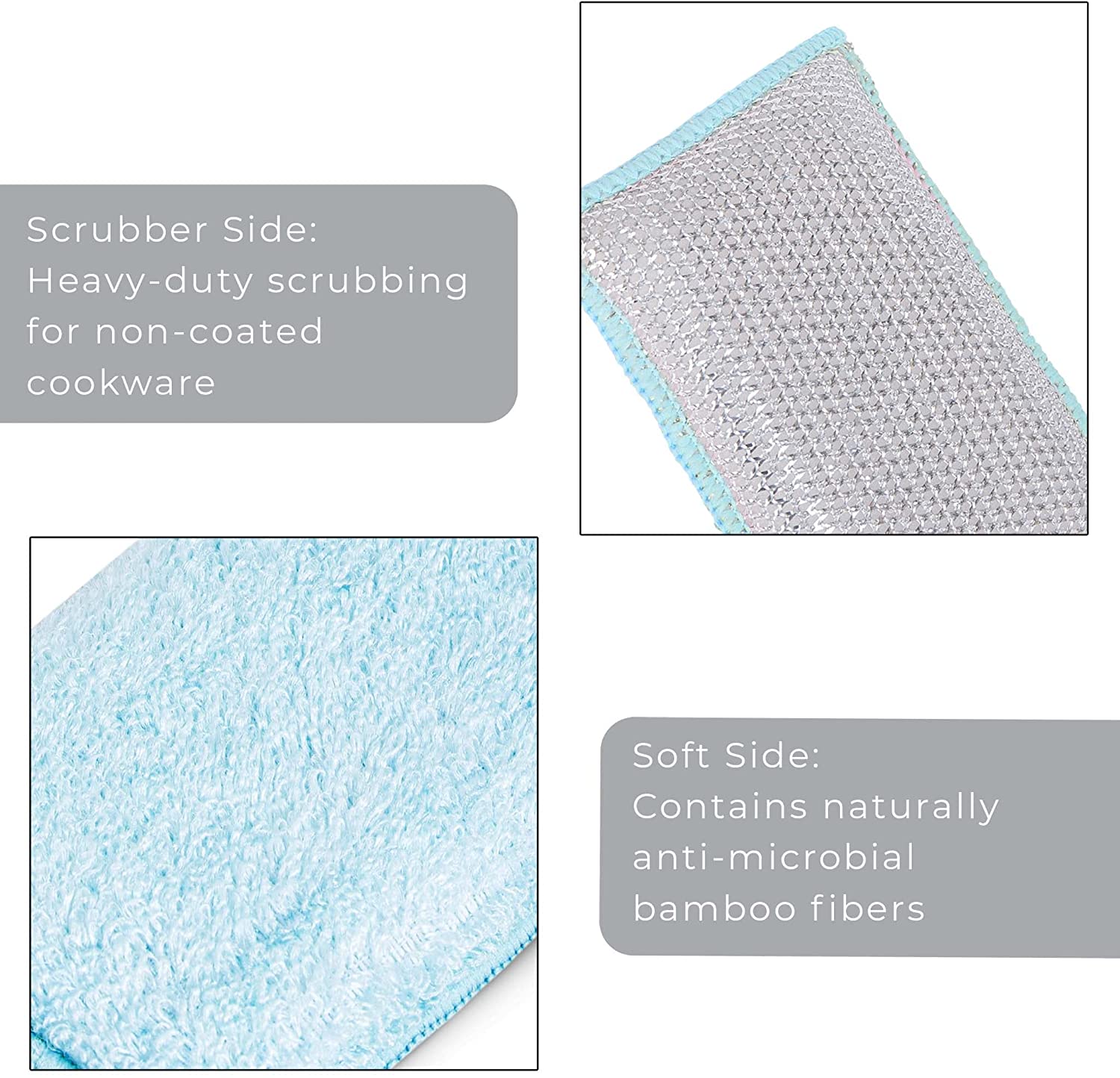 Heavy Duty Scrub Sponge with Odorless Bamboo and Rayon Fiber