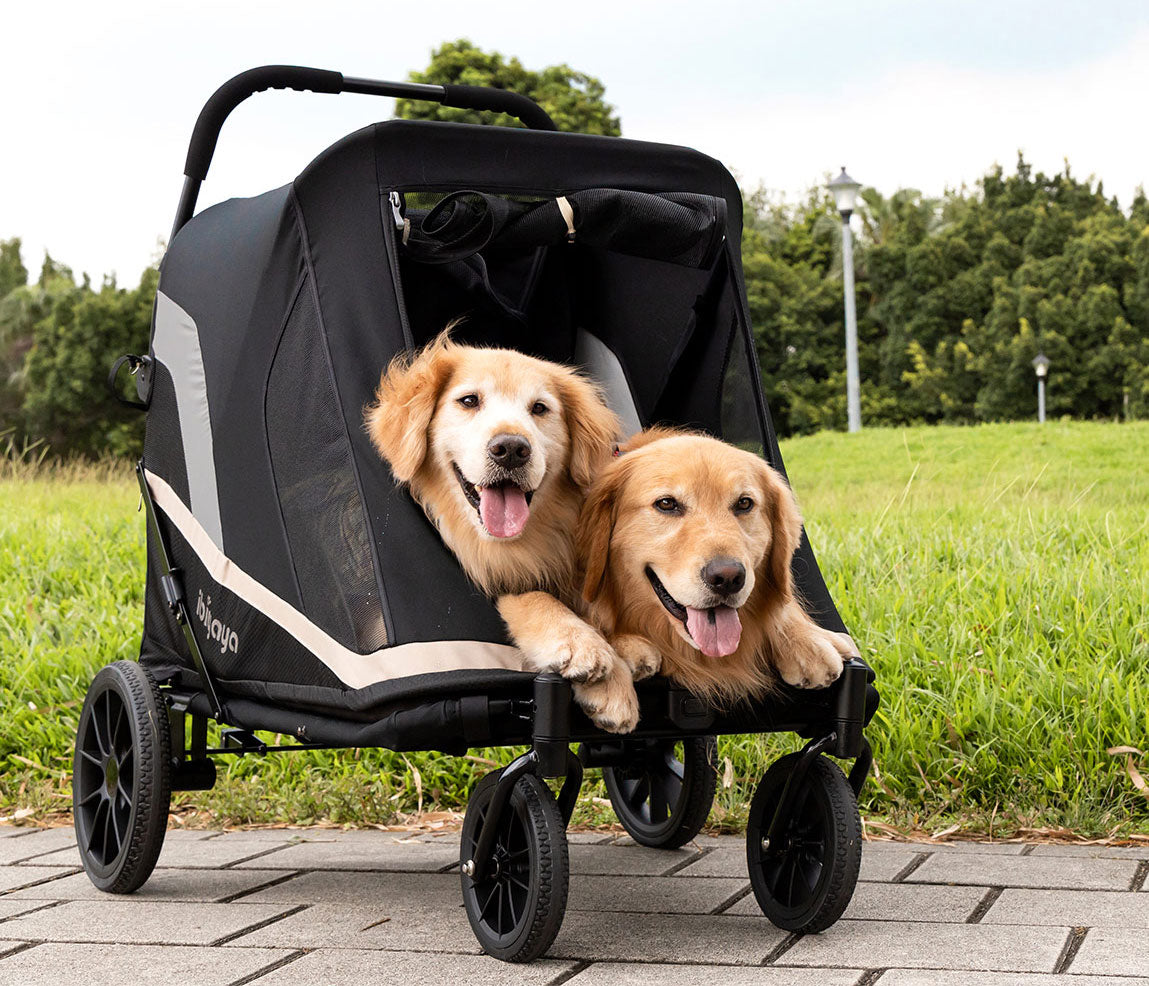 Ibiyaya Grand Cruiser Large Dog Stroller, 4-Wheel Foldable Big Dog Pram for Large Breeds, Senior & Injured Pets