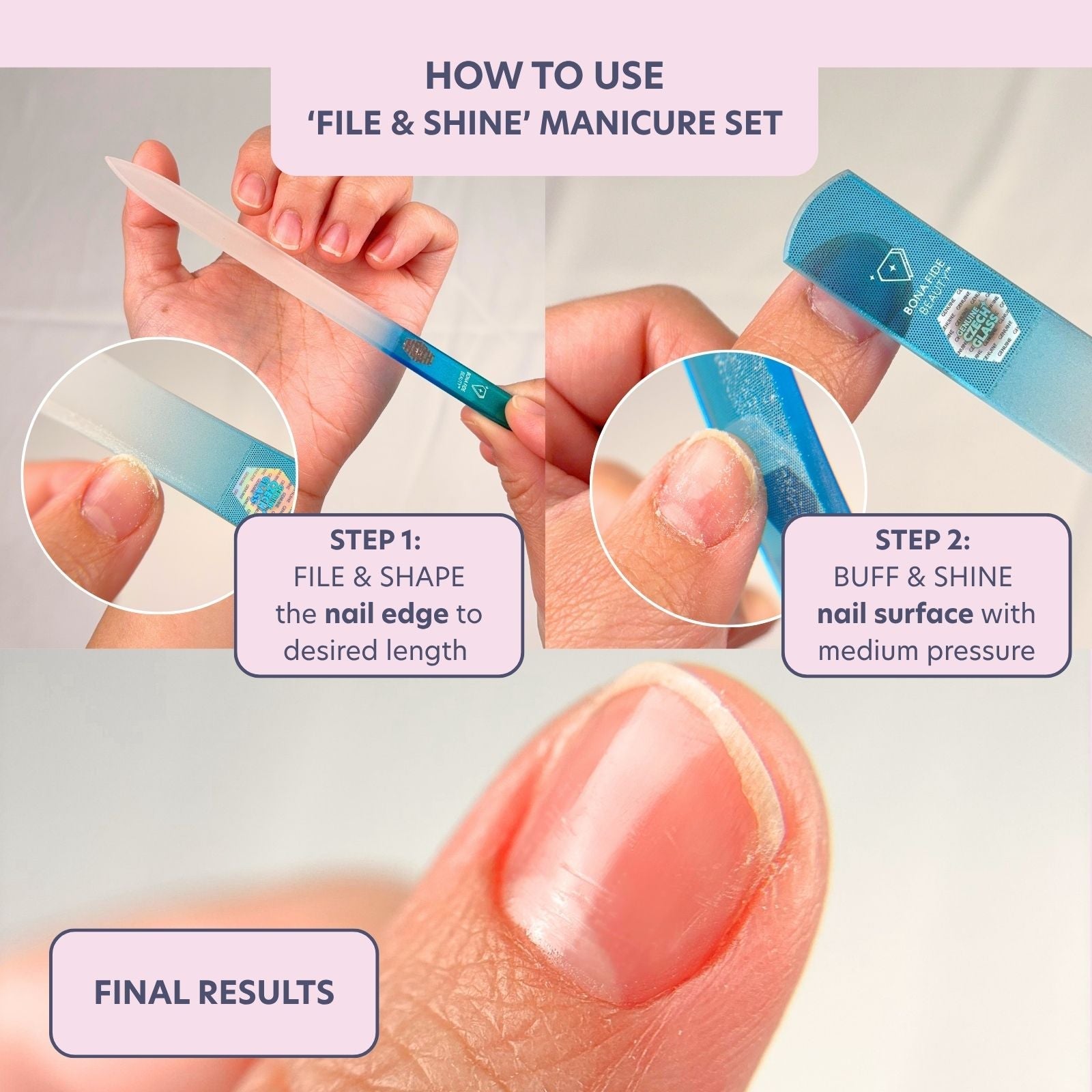 2-in-1 'File & Shine' Czech Glass Nail Buffer Set
