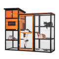 PETSFIT Outdoor Wooden Chicken Coop Hen House Ramps Run Nesting Box 4 Access