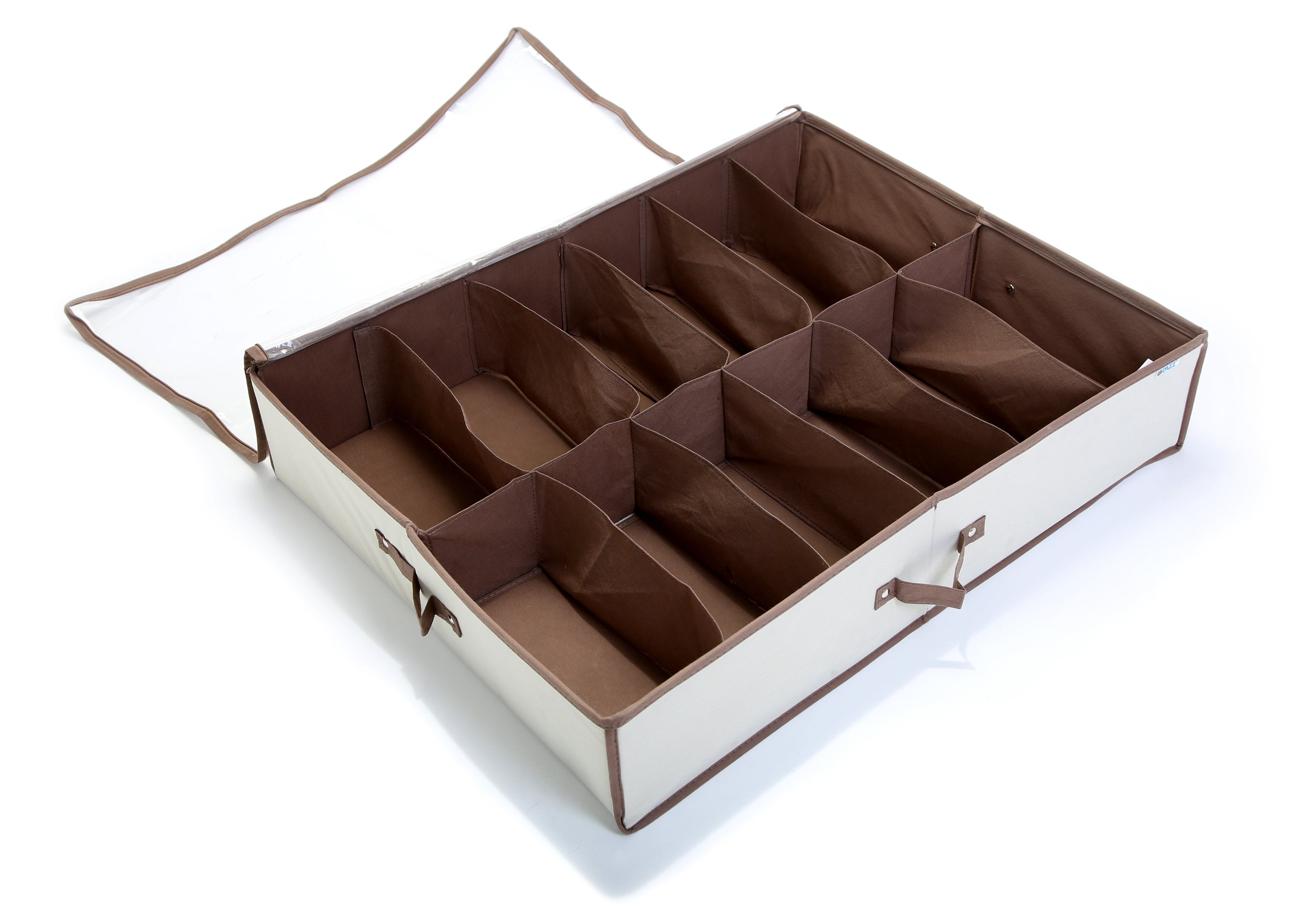 Jumbo Underbed Shoe Organizer with Zipper, Handle, and Clear Window