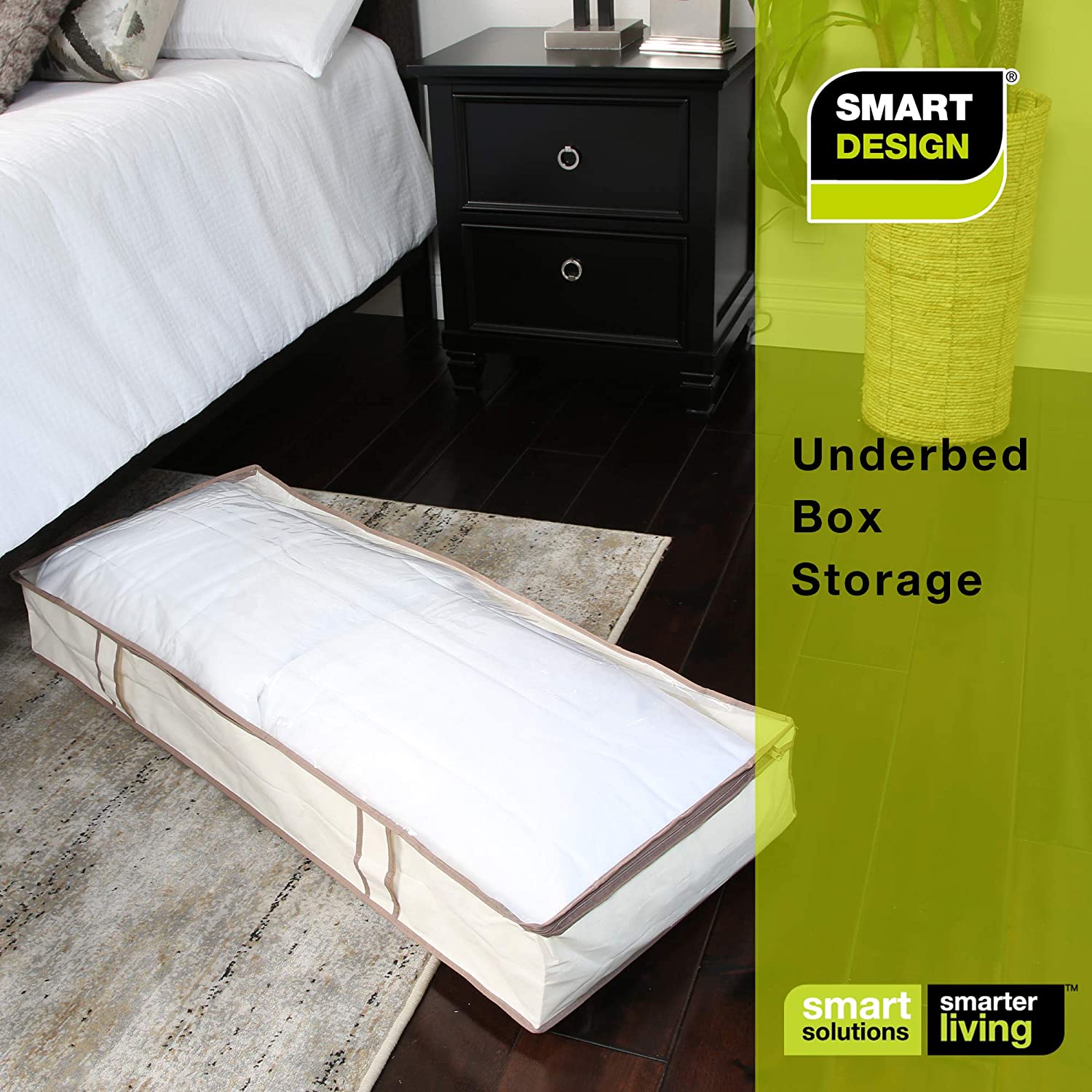 Jumbo Underbed Shoe Organizer with Zipper, Handle, and Clear Window