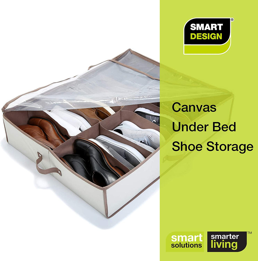 Jumbo Underbed Shoe Organizer with Zipper, Handle, and Clear Window