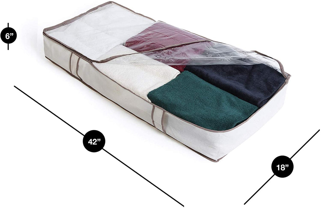 Jumbo Underbed Shoe Organizer with Zipper, Handle, and Clear Window