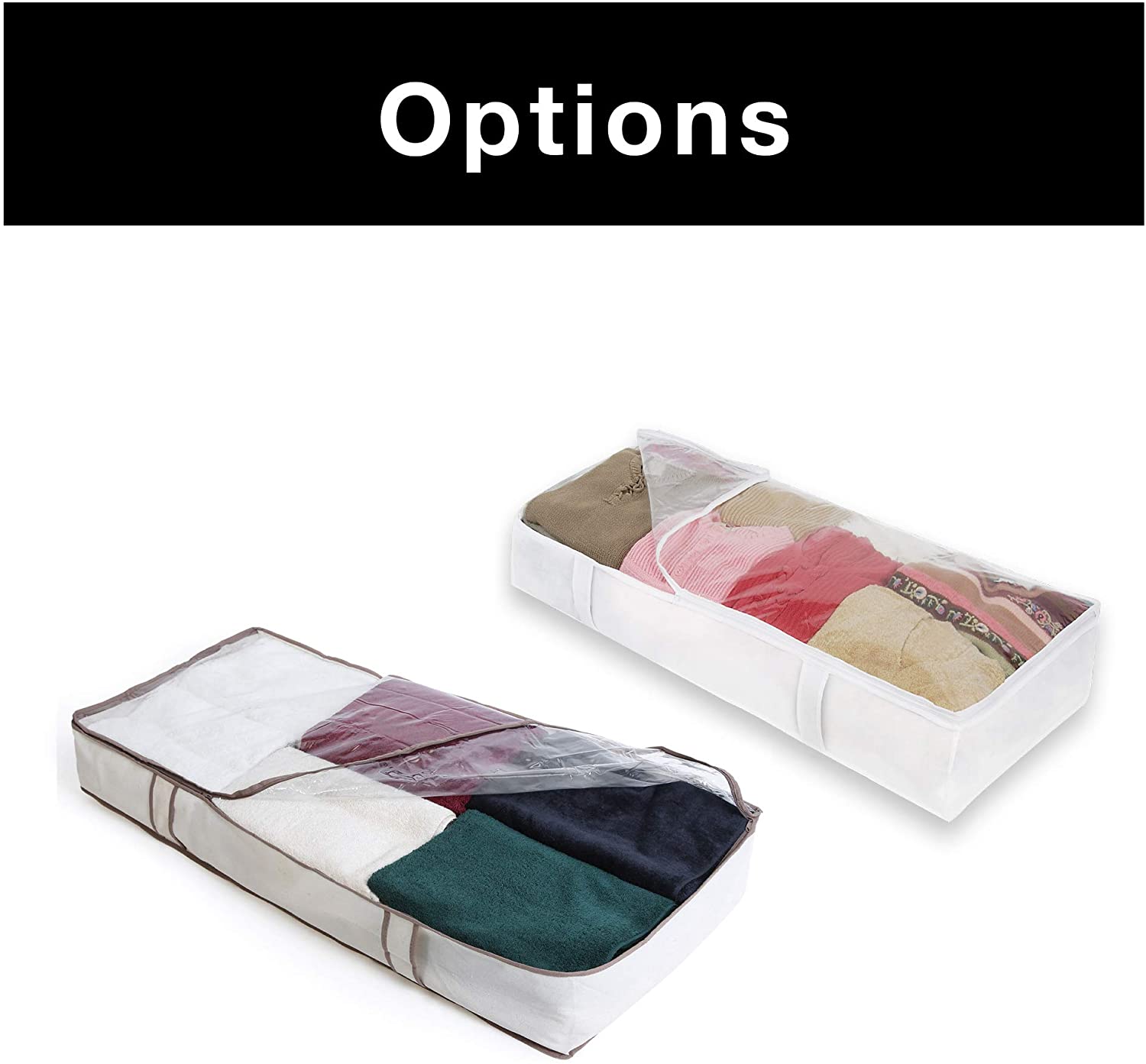 Jumbo Underbed Shoe Organizer with Zipper, Handle, and Clear Window