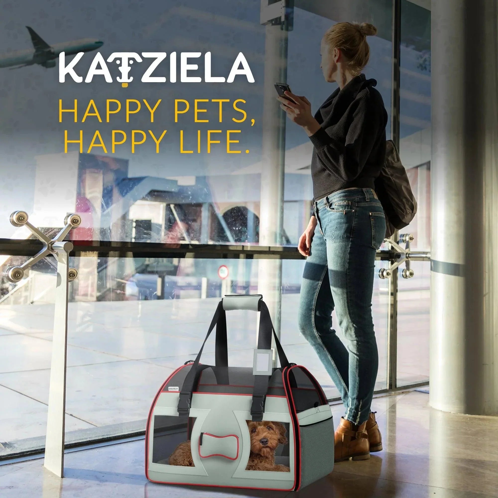 Katziela Bone Cruiser Pro Version Pet Carrier with Removable Wheels and Double Telescopic Handle