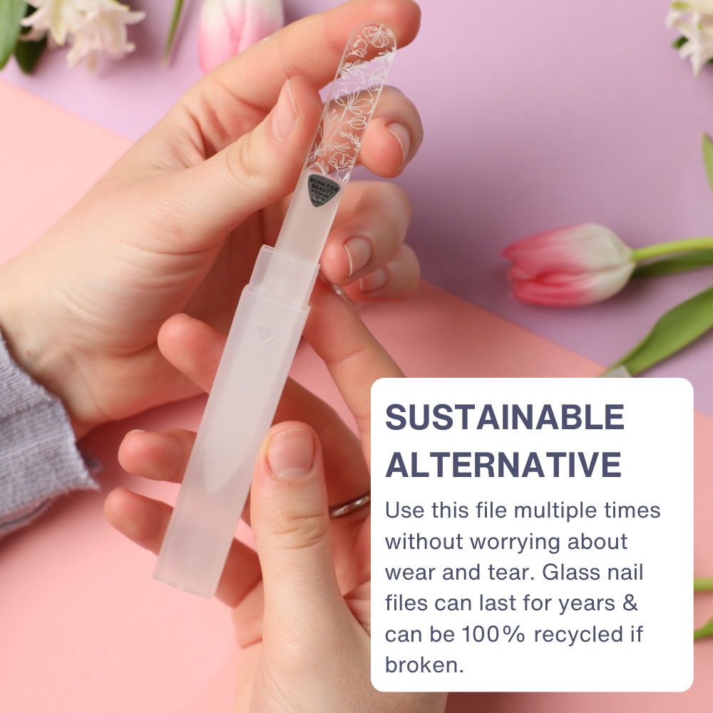 Single Line Art Czech Glass Nail File in Clear