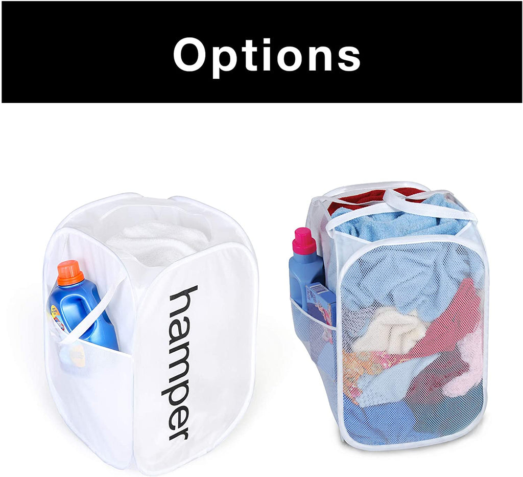 King Size Pop Up Laundry Hamper with Side Pocket and Handles - Holds 3 Loads