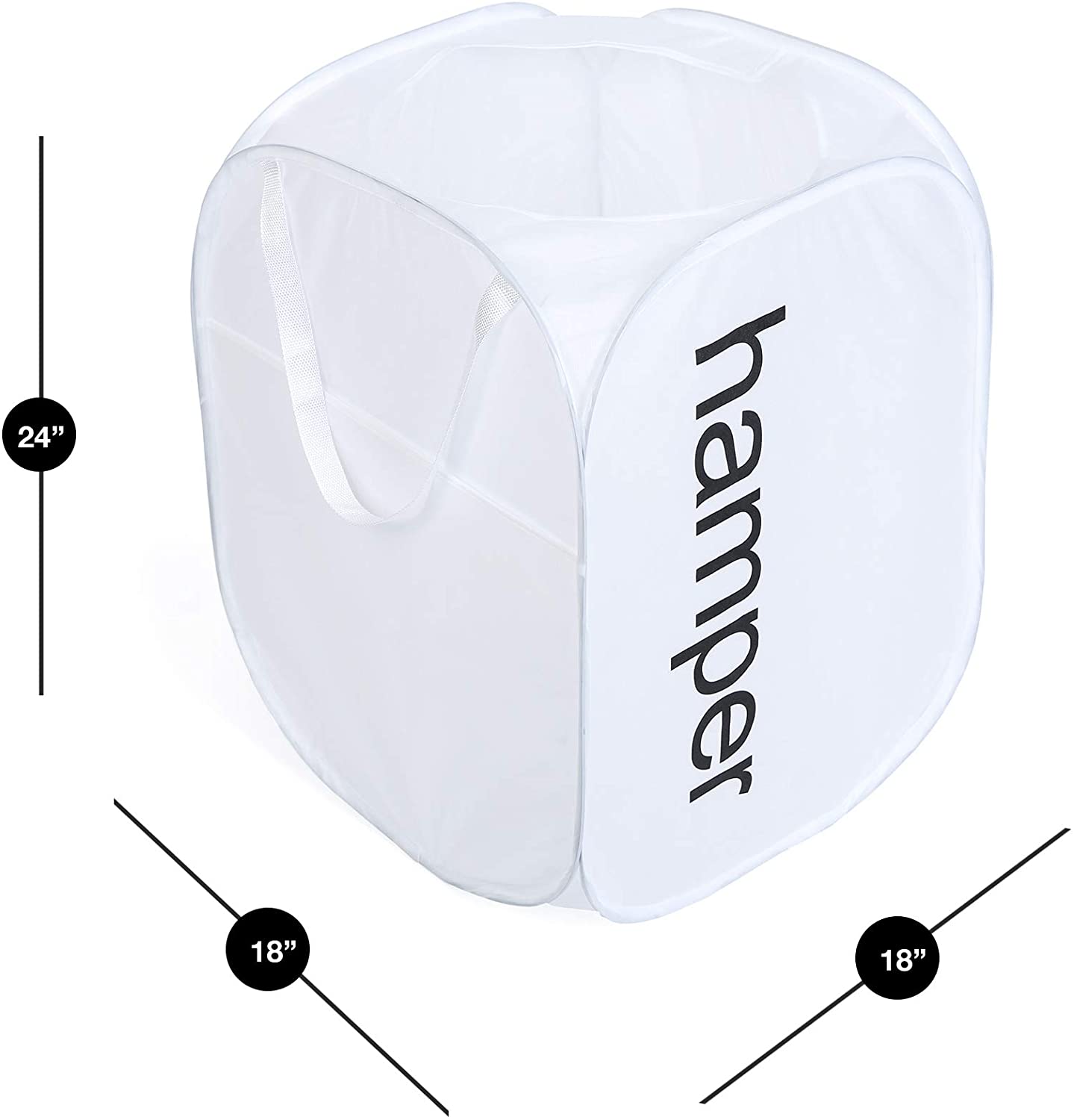 King Size Pop Up Laundry Hamper with Side Pocket and Handles - Holds 3 Loads