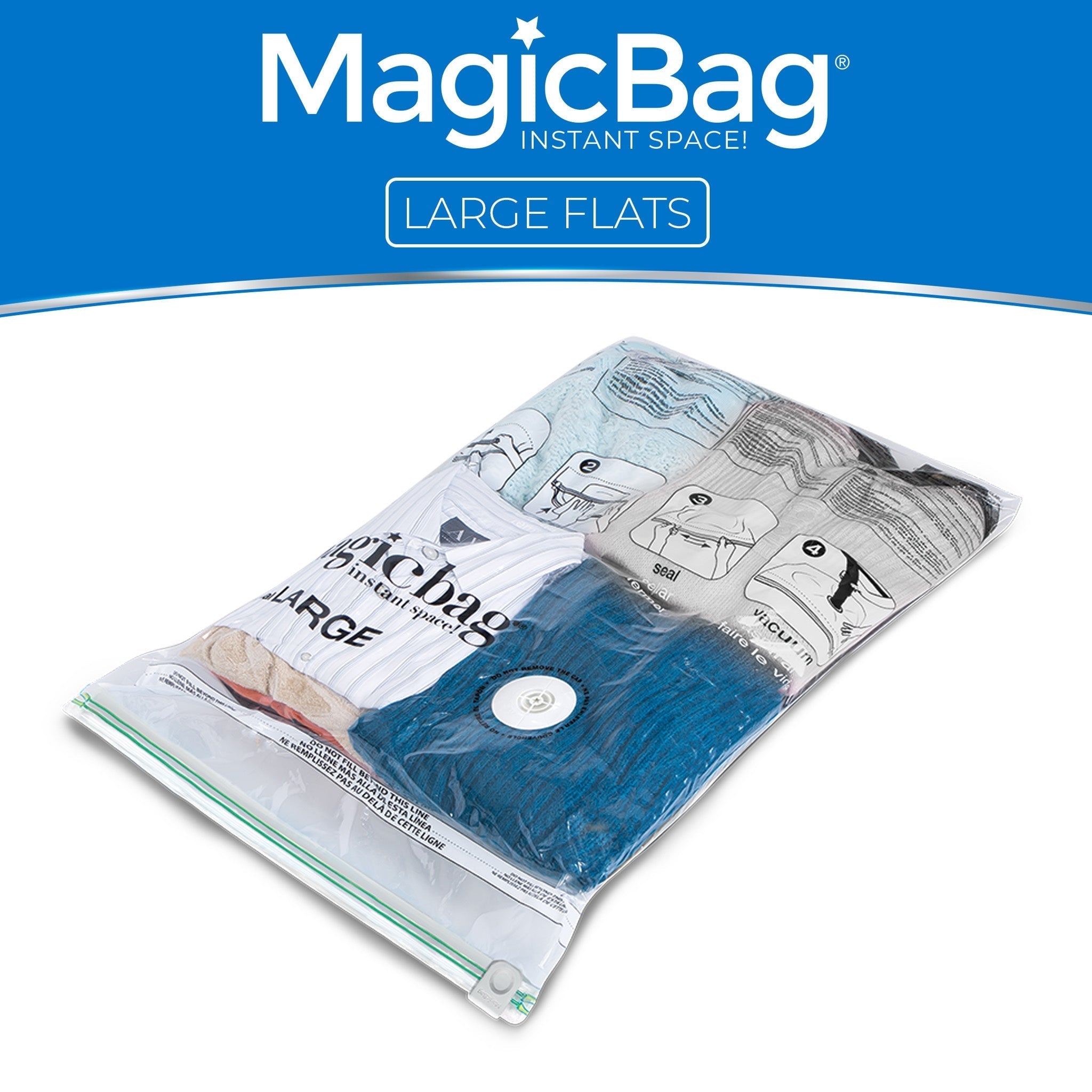 MagicBag™ Instant Space – 12 Large Flat Vacuum-Seal Storage Bags