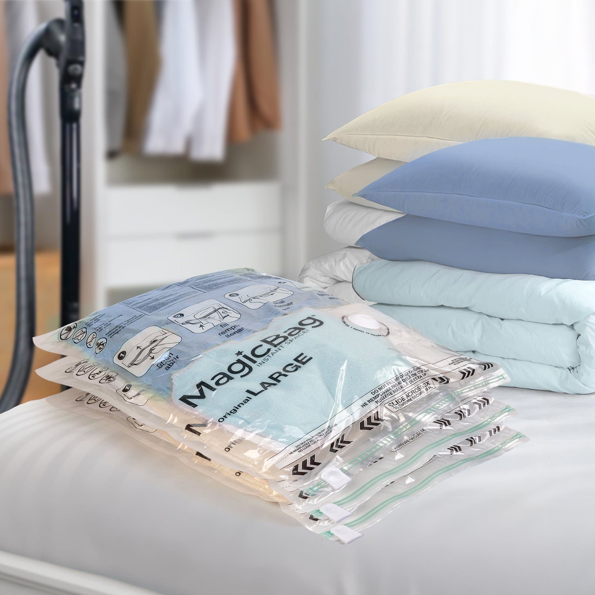 MagicBag™ Instant Space – 12 Large Flat Vacuum-Seal Storage Bags