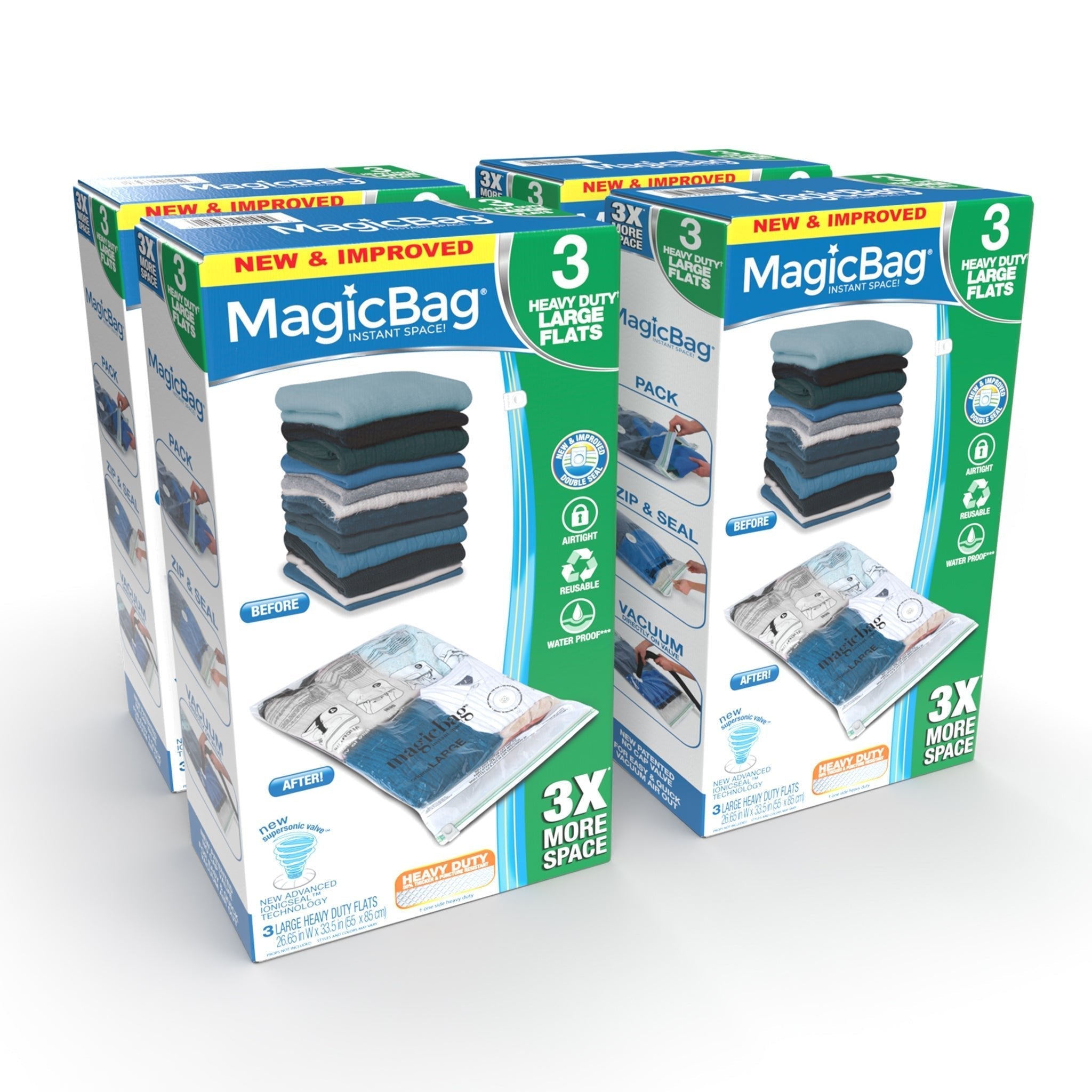 MagicBag™ Instant Space – 12 Large Flat Vacuum-Seal Storage Bags