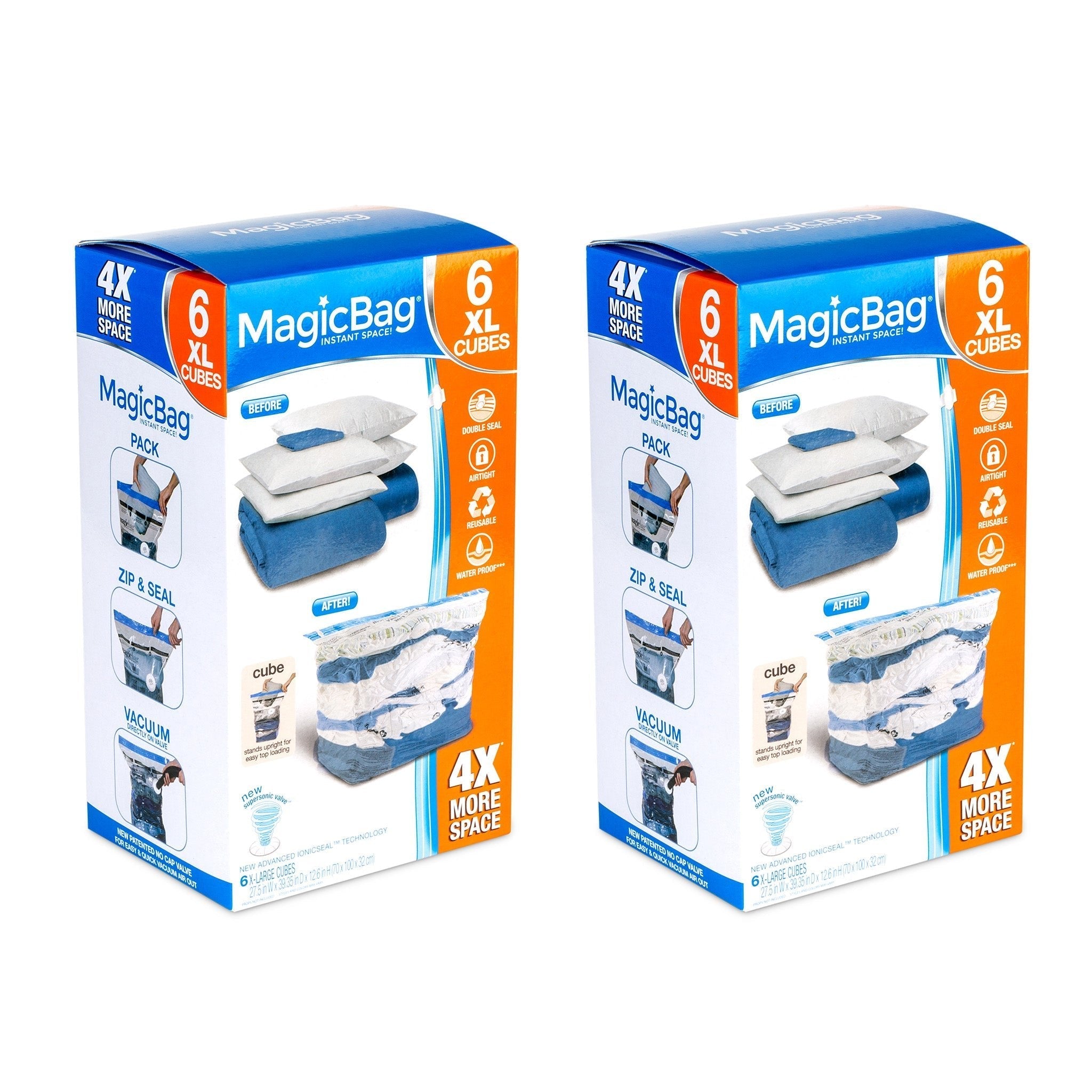 MagicBag™ Instant Space – 12 X-Large Cube Vacuum-Seal Storage Bags