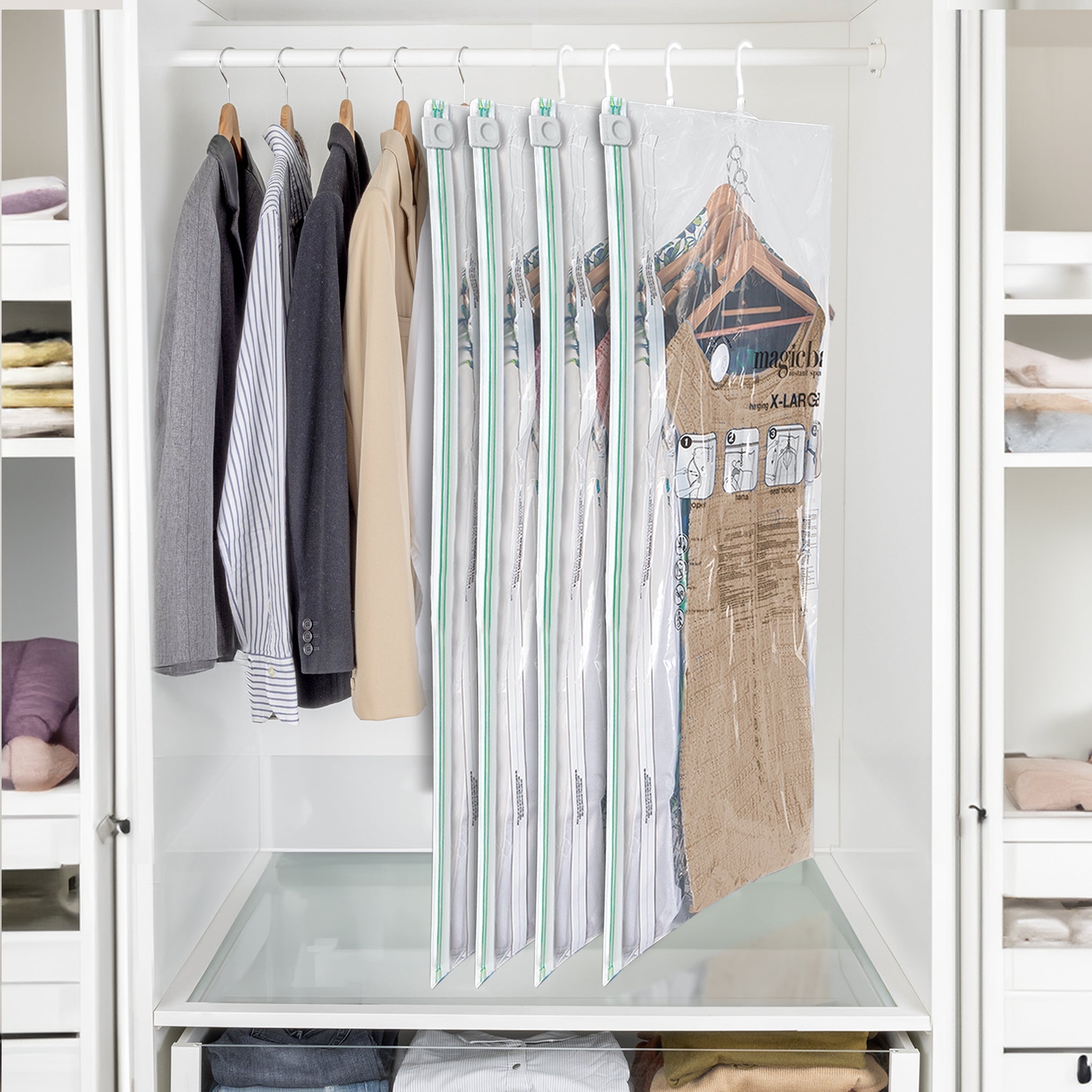 MagicBag™ Instant Space – 4 X-Large Hanging Vacuum-Seal Storage Bags