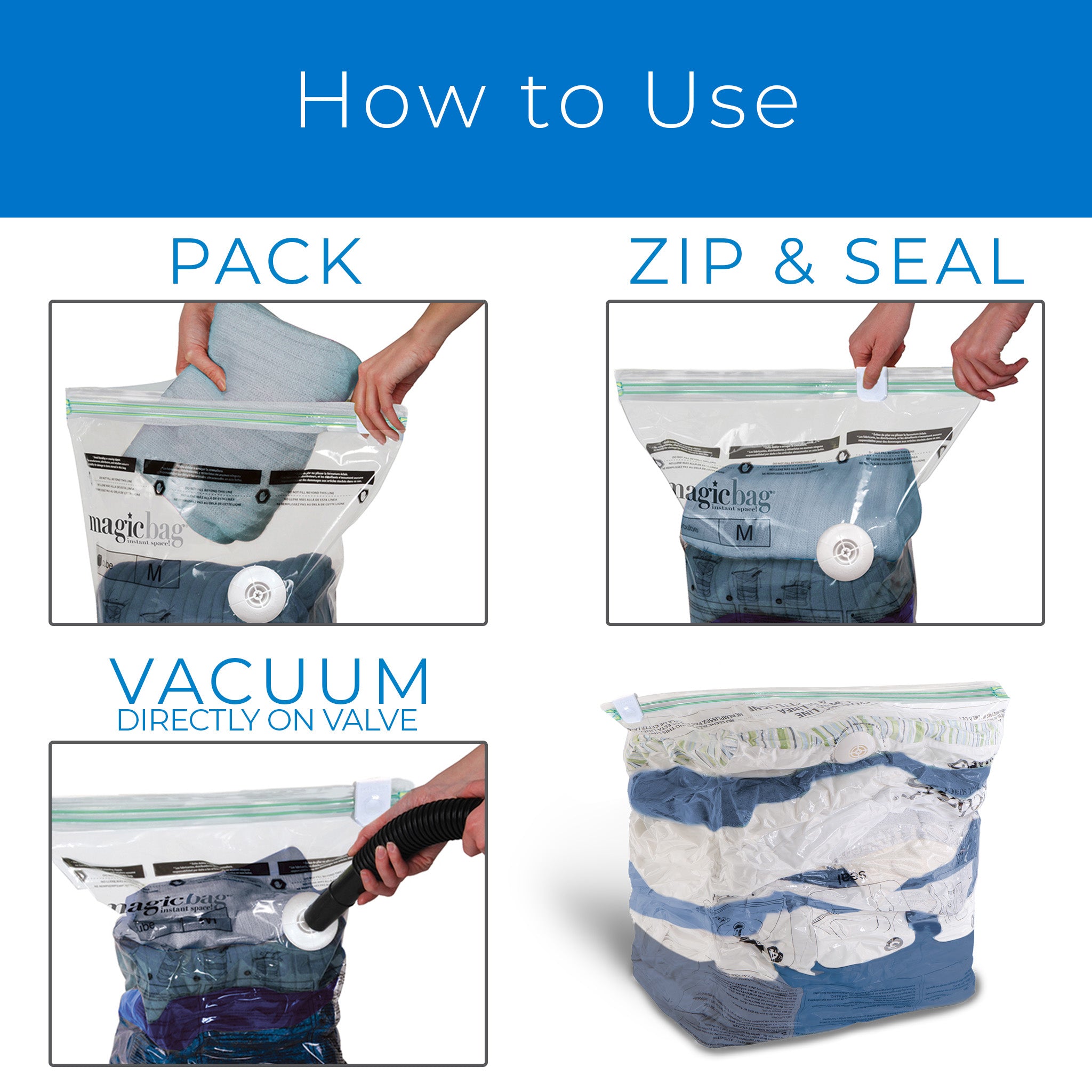 MagicBag™ Instant Space – Extra Large Cube Vacuum-Seal Storage Bags