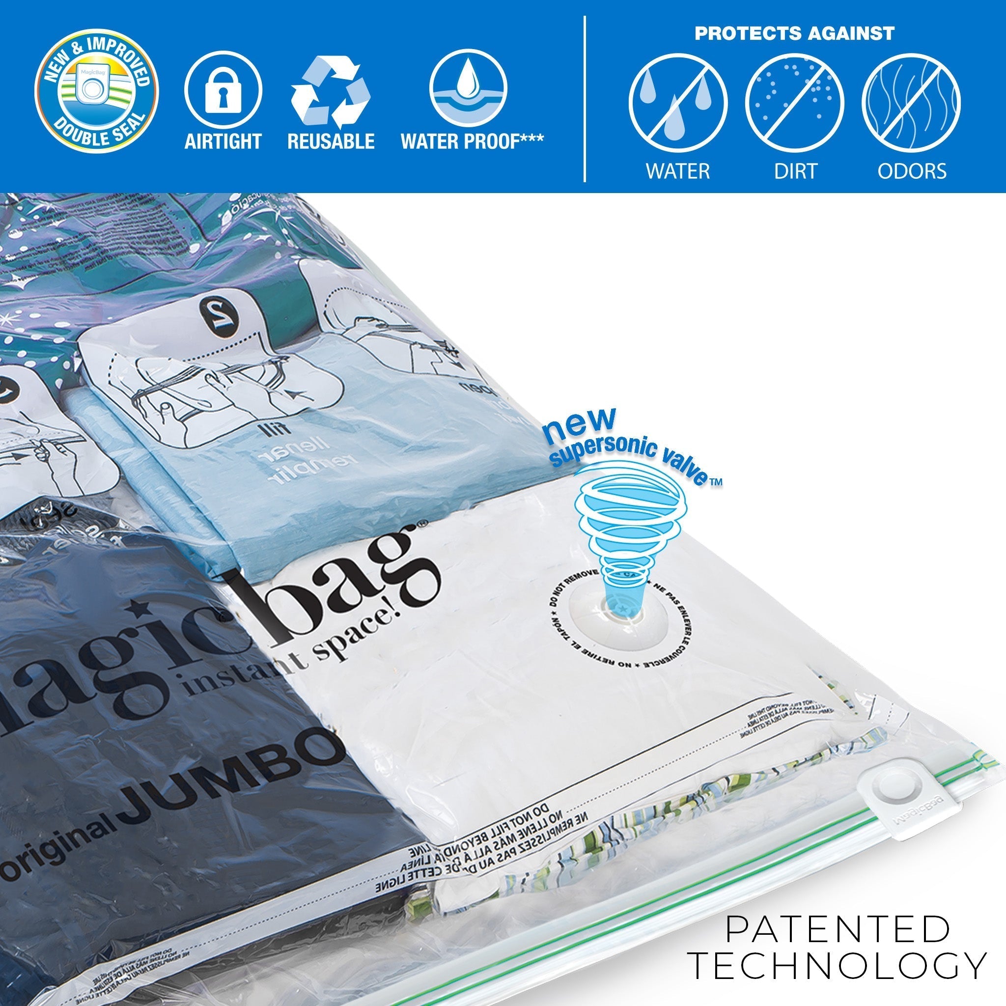 MagicBag™ Instant Space – Jumbo Flat Vacuum-Seal Storage Bags