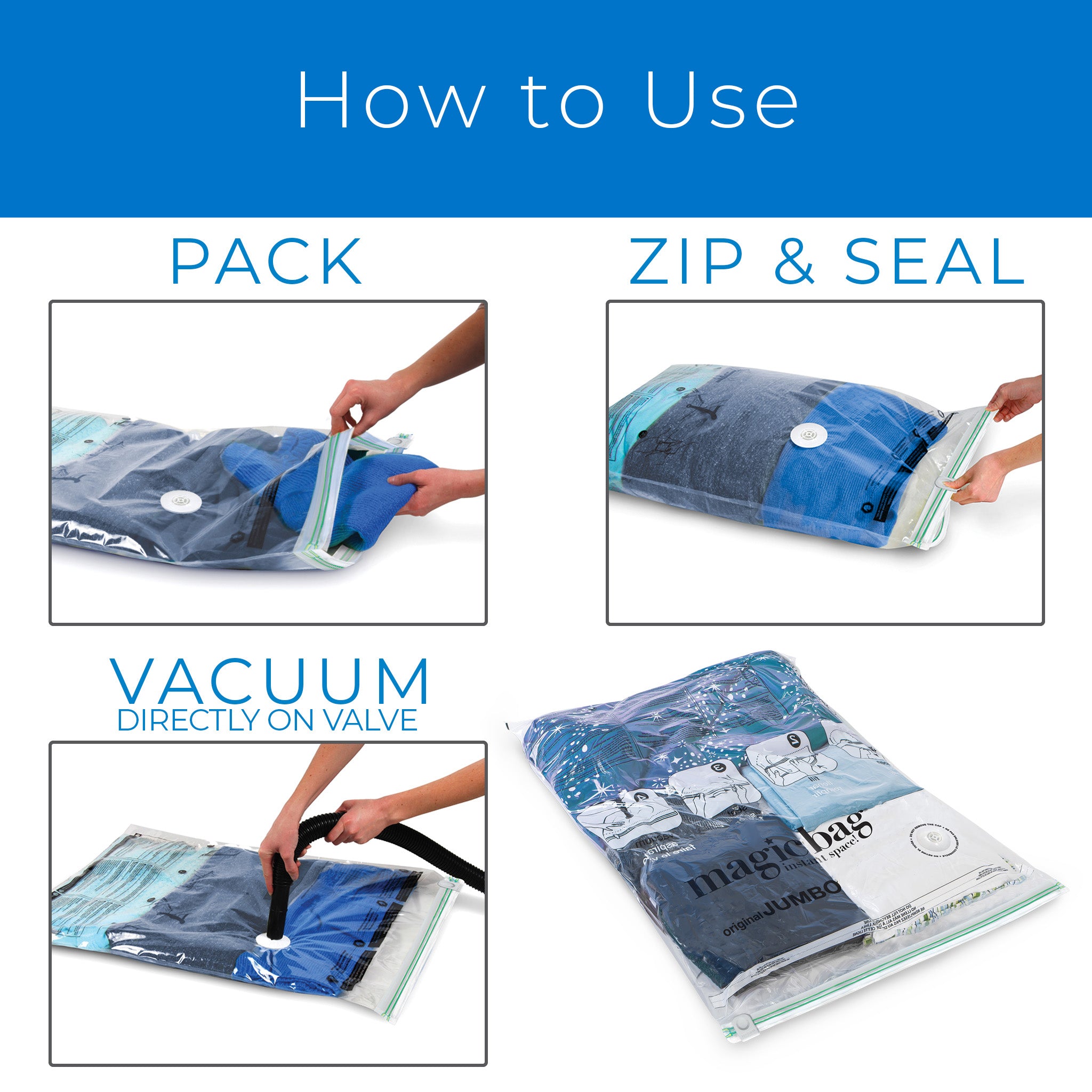 MagicBag™ Instant Space – Jumbo Flat Vacuum-Seal Storage Bags