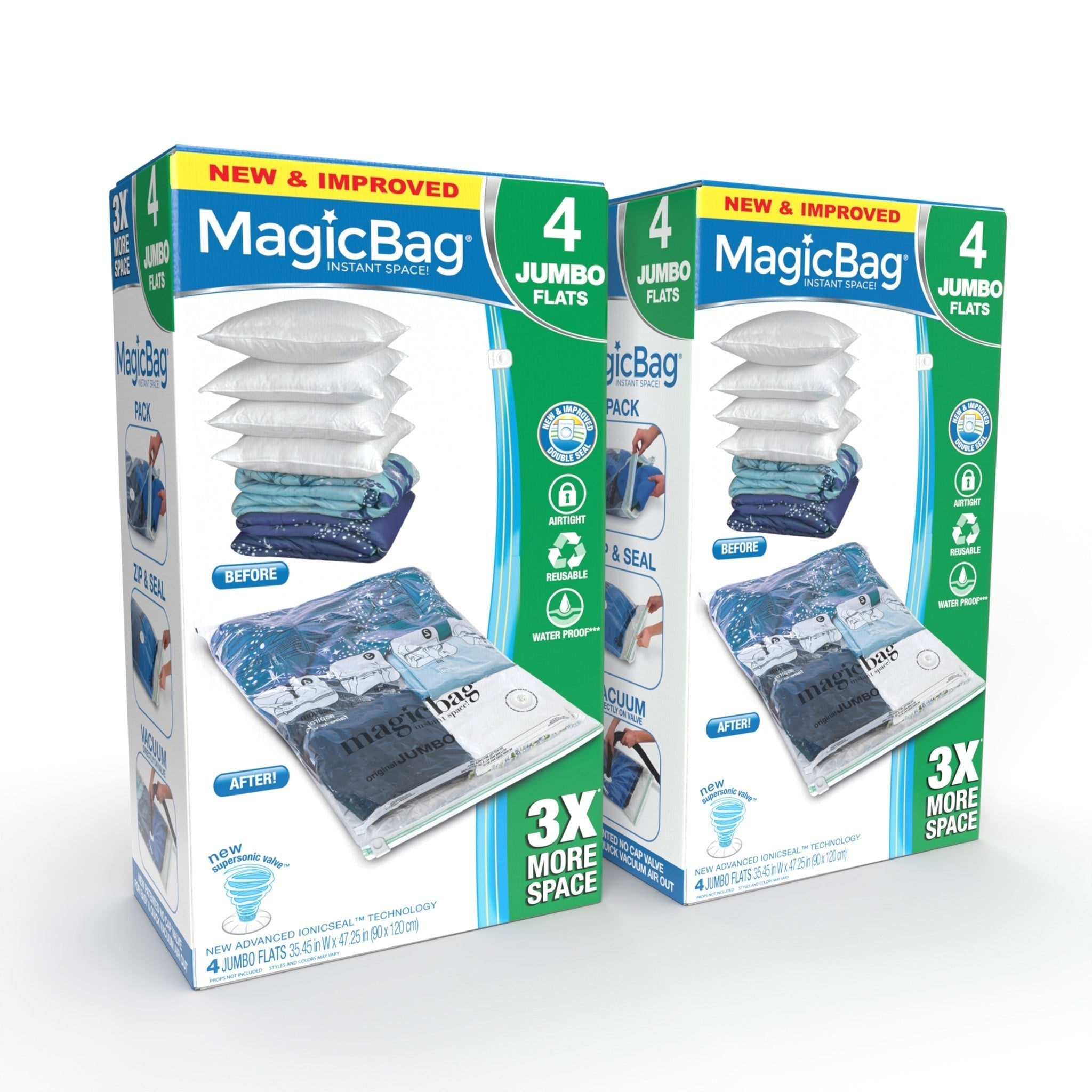 MagicBag™ Instant Space – 8 Jumbo Flat Vacuum-Seal Storage Bags