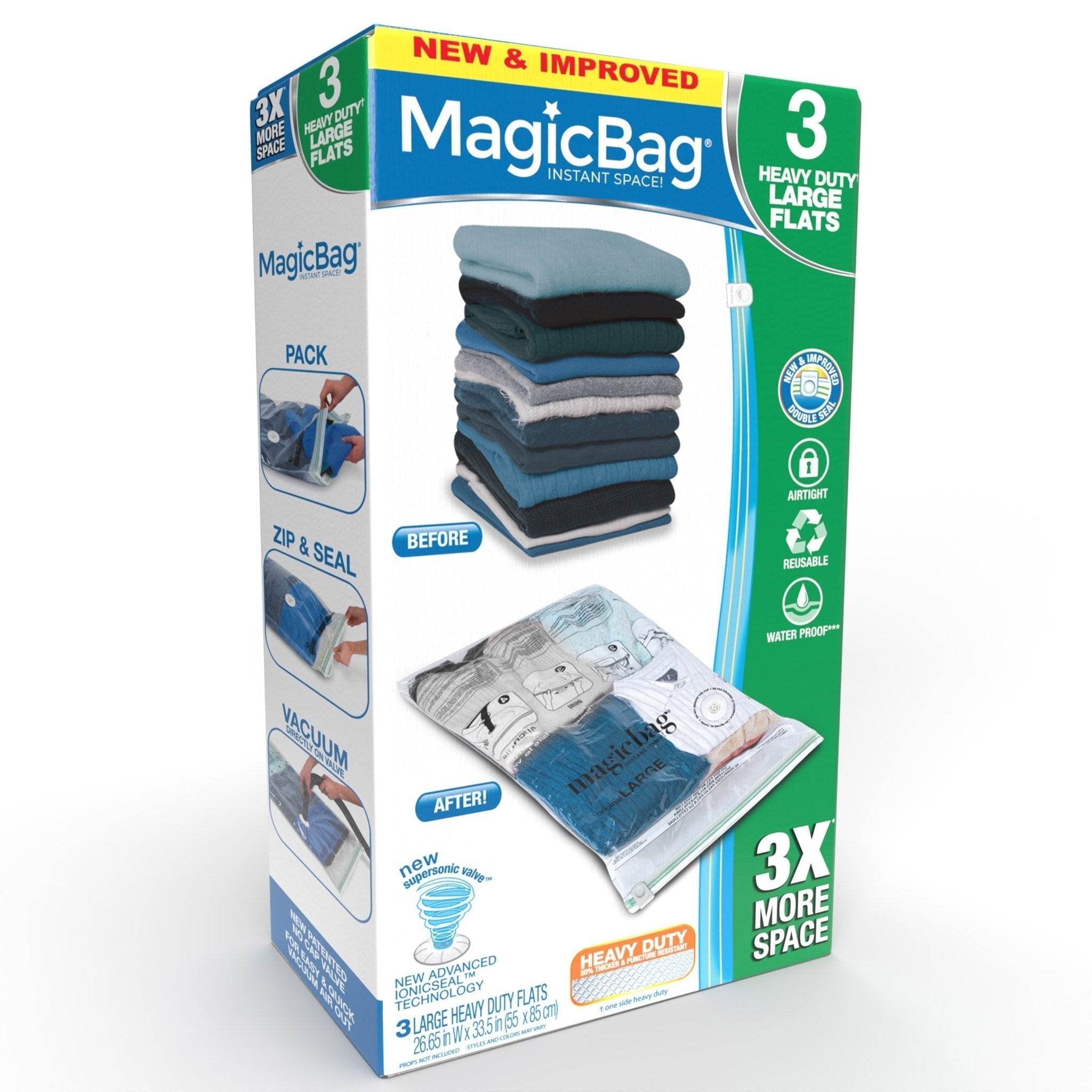 MagicBag™ Instant Space – Heavy Duty Large Flat Vacuum-Seal Storage Bags