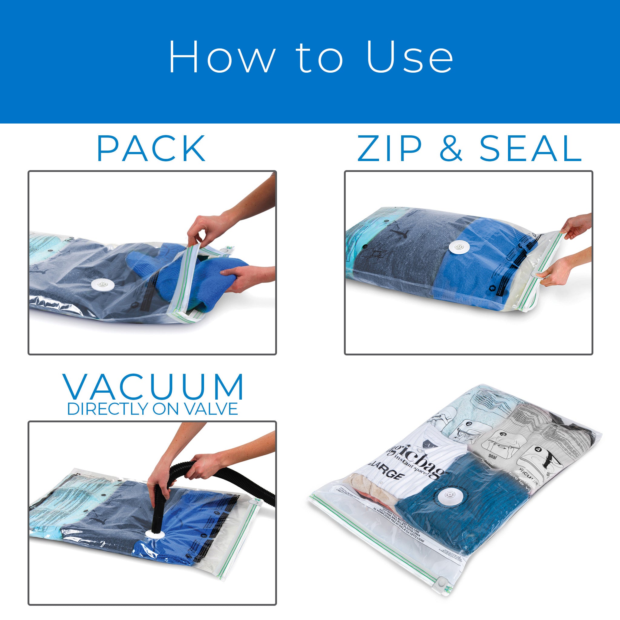 MagicBag™ Instant Space – 12 Large Flat Vacuum-Seal Storage Bags