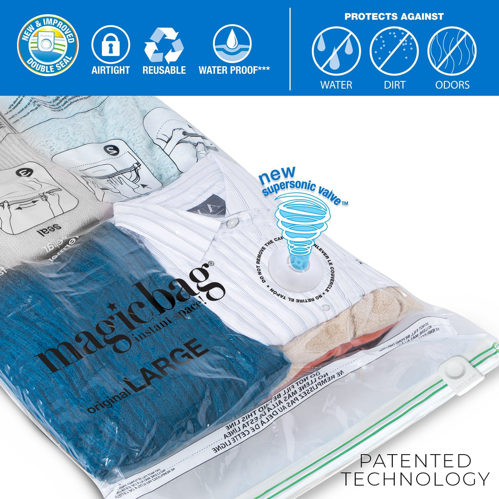 MagicBag™ Instant Space – 12 Large Flat Vacuum-Seal Storage Bags
