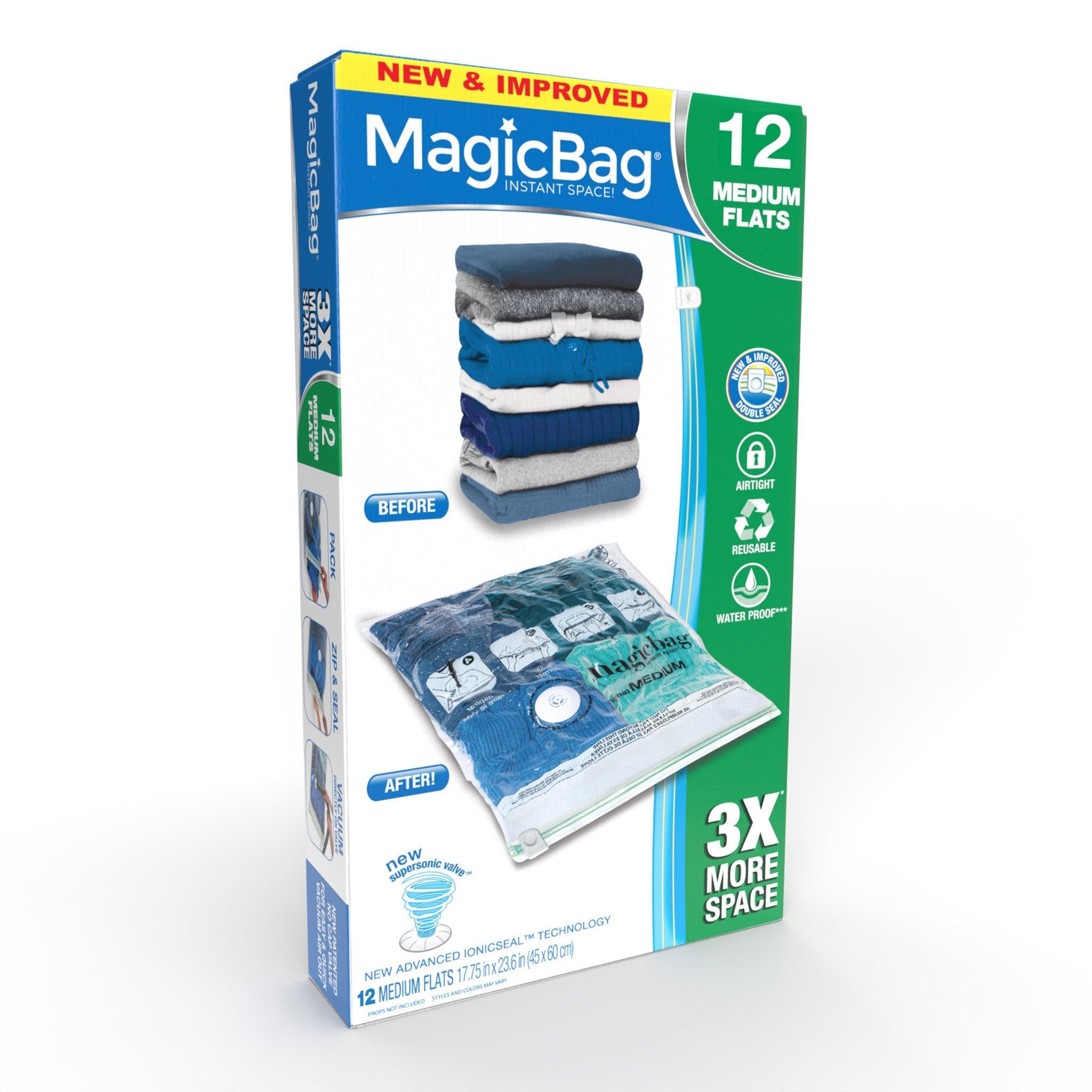 MagicBag™ Instant Space – 12 Medium Flat Vacuum-Seal Storage Bags