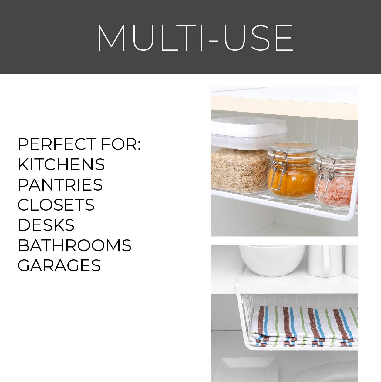 Medium Steel Undershelf Storage Basket