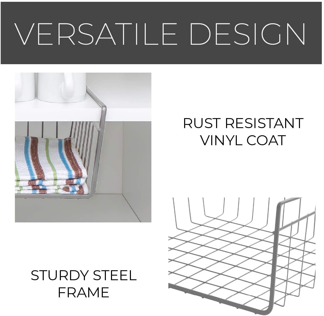 Medium Steel Undershelf Storage Basket