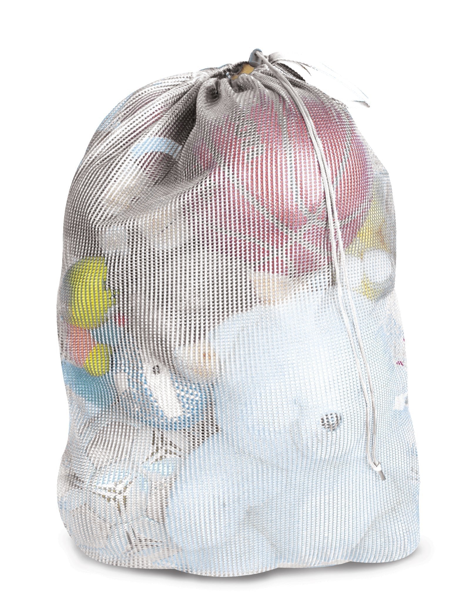 Mesh Laundry Bag with Handle and Push Lock Drawstring - Bright White